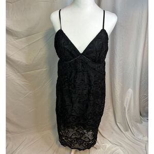 Bardot Lola Embroidered Lace Slip Dress Floral Black Embroidered Womens Designer